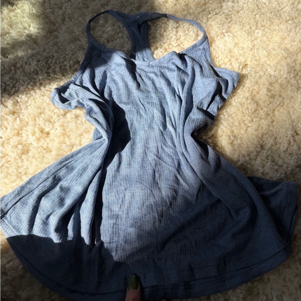 Casual Blue flowy cute ribbed springtime, summer simple, casual Tank Top